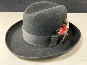 CAPPELLO FEDORA OVALE NERO VINTAGE DOBBS FIVE AVE TG. 59 7 3/8 - Foto 1 di 15