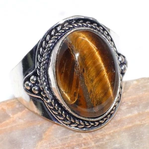Hot Deal Tigerauge 925 Silber plattiert Ring US 10 Versprechen Geschenk für Frauen GW - Bild 1 von 3