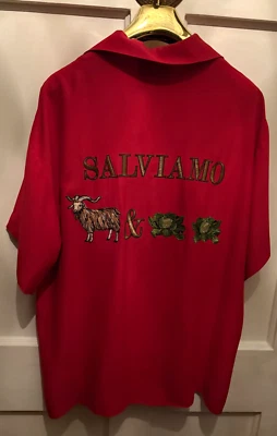 Vintage Moschino Couture Salviamo Red Shirt 1990s 40s Style Italy Archival - Image 1 of 4