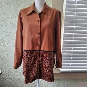 Chaqueta vintage Kelly Scott para mujer mediana M marrón leopardo animal print  - Imagen 1 de 8