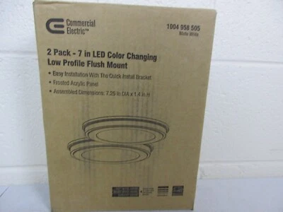 CE 7 in. Luz de techo LED blanca seleccionable redonda de montaje empotrado de bajo perfil 2PK Foto 1 de 4