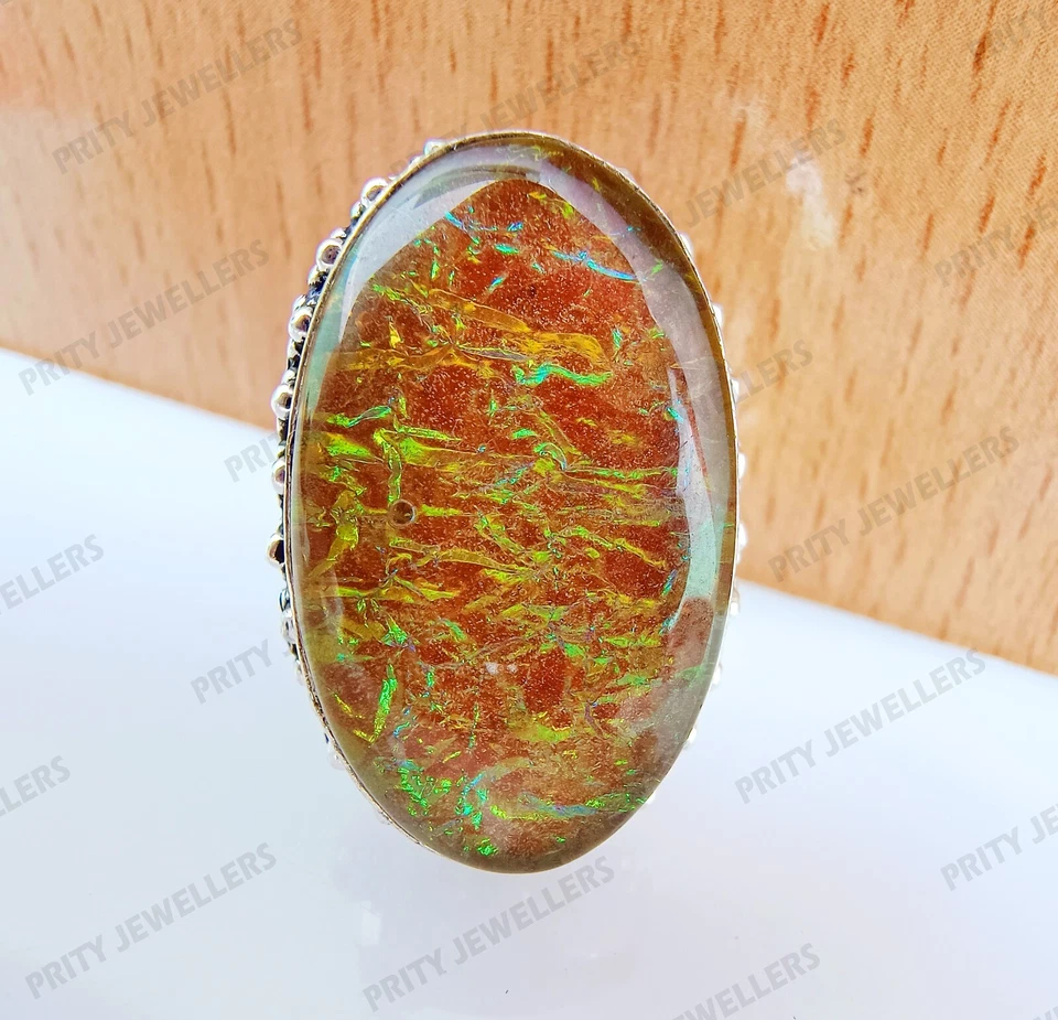 Boulder Opal Gemstone Ring, 925 Sterling Silver Ring, Antique Handmade Ring - Image 1 of 4