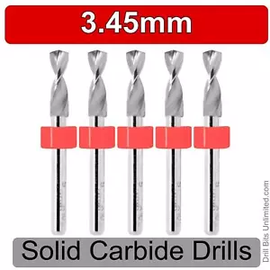 Punte per trapano in metallo duro 3,45 mm .136" gambo 1/8" CINQUE pezzi carburo solido R/S - Foto 1 di 4