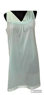 Vintage Vanity Fair Nylon Silky Nightgown Mint Green Sleeveless SZ Large READ - Image 1 of 4