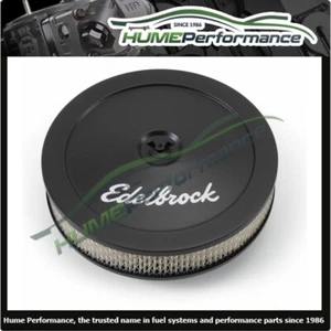 EDELBROCK BLACK AIR FILTER ASSEMBLY 14" DIA. X 3" HIGH DROP BASE 5 1/8 NECK - Picture 1 of 2