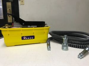 Air Hydraulic Foot Pedal Pump Auto Body And Shop Press 10000 Psi 10ft Hose & Cou