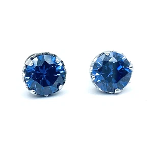 Aretes grandes de plata de ley .925 de zafiro azul profundo - Imagen 1 de 11