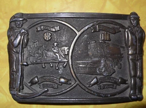 Vintage Gürtelschnalle International Harvester 1831 Zinn Mc Cormick Reaper 4 1/8" - Bild 1 von 4
