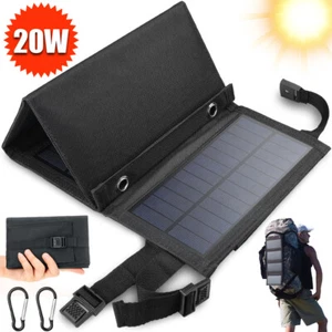 Faltbar Solar Batterie Ladegerät 20W Wasserdichte Solarpanel mit USB Ausgang - Bild 1 von 24