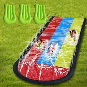 Zarmanuae Triple Lane Lawn Water Slides, for Backyard Games Slip and Slide with - Picture 1 of 8