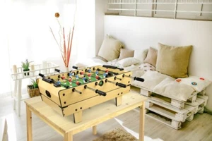 Multigame Mini Spieltisch aus Holz : Tischfußball, Billard, Hockey, Tischtennis - Bild 1 von 8