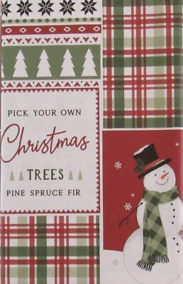 Pick Your Own Christmas Trees Country Patchwork Vinyl Tablecloth Var Sizes - Image 1 of 4