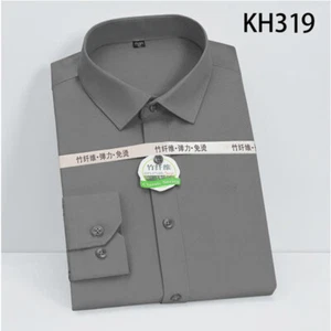 Men's Dress Shirts Long Sleeves Formal Business Bamboo Elastic Casual Shirts Top - Picture 1 of 19