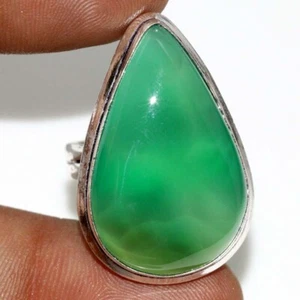 925 Silver Plated Green Onyx Ethnic Ring Handmade Jewelry Size US 7 AU z497 - Picture 1 of 3
