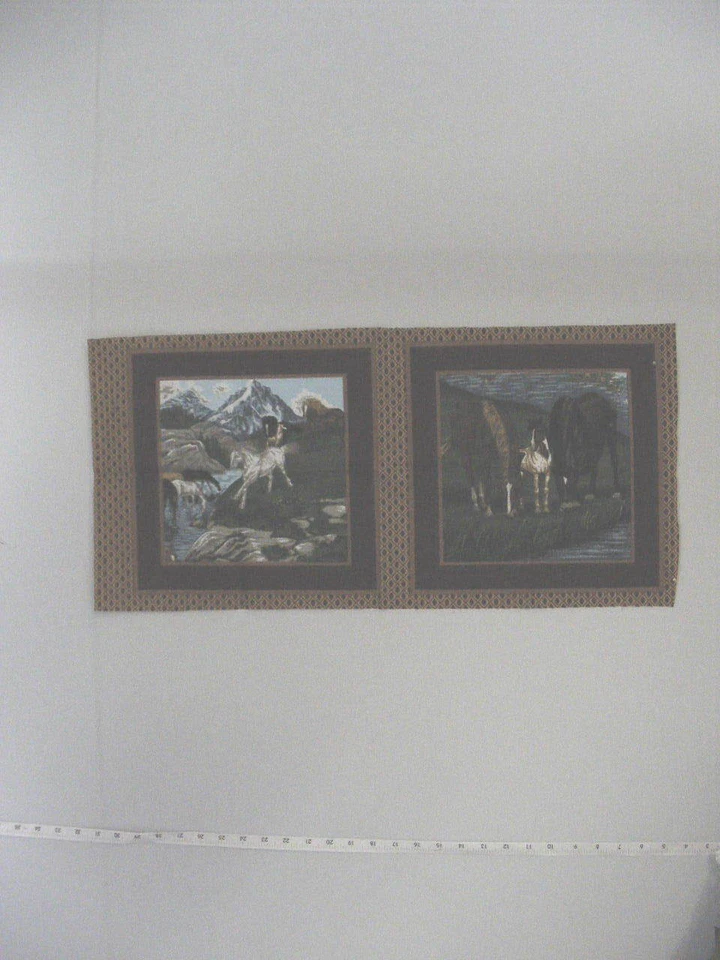 Horse Fabric Panels,WHI,"Two Pillow Panel Wild Horses",26" X 12",Cotton Blend - Image 1 of 1