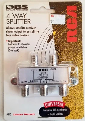 4-Way Splitter for Satellite or Cable Receiver NEW, RCA D810 40-2150 MHz - Image 1 of 2