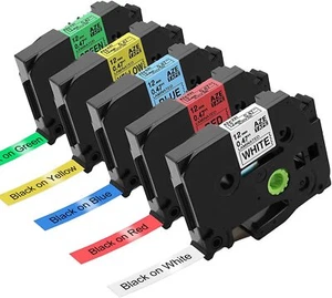 TZ-231 TZe-231 PT-D210 5 Pk Compatible Label Maker Tape 12mm for Brother P-Touch - Picture 1 of 12