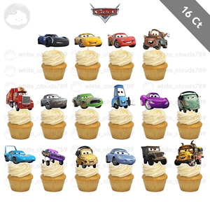 16 Disney Cars Cupcake Topper Lightning McQueen Storm Food Pick Favor Party - Picture 1 of 1