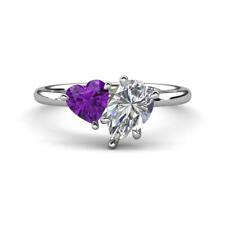 Amethyst & Lab Created Diamond Duo Engagement Ring 1.78 ctw 14K Gold JP:281591