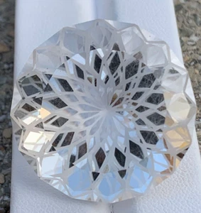 84 CT NATURAL Flawless white rutile Quartz Flower Cut Gemstone From Pakistan - Picture 1 of 6