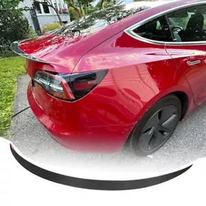 For Tesla Model 3 Sedan 2016-2023 Real Carbon Rear Trunk Lid Spoiler Lip Wing - Picture 1 of 11