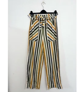 Anthropologie Striped Paperbag Waist Trousers Size XS Wide Leg Lightweight Boho - Picture 1 of 18