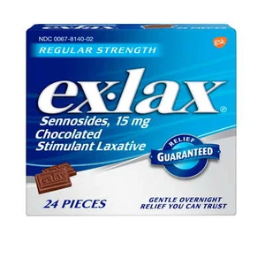 Ex-Lax Stimulant Constipation Force Régulière Laxatif, Pièces Chocolat, 24 Ct - Photo 1 sur 9