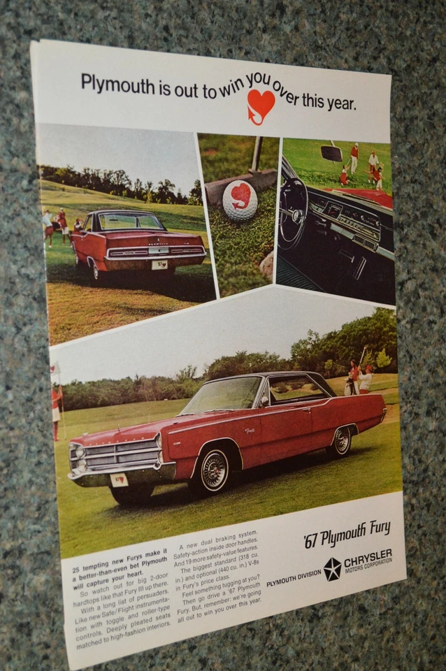 1967 PLYMOUTH FURY III ORIGINAL ADVERTISEMENT PRINT AD 67 3 MOPAR 318 440 - Image 1 of 1