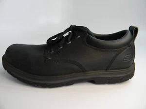 Mens Skechers Relaxed Fit Memory Foam Gel-Infused Black Leather Casual Shoes 12 - Picture 1 of 9