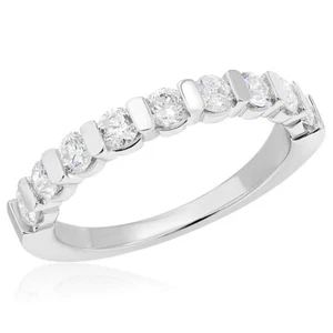 14K WHITE GOLD PAVE ROUND CHANNEL SET DIAMOND WEDDING BAND ANNIVERSARY RING - Picture 1 of 1
