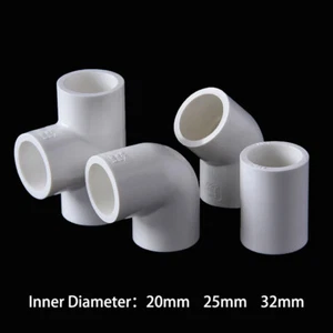 PVC-U Rohrverbinder Gerade T-Stück 45°/90° Winkel Muffe Klebe Fitting 20/25/32mm - Bild 1 von 10