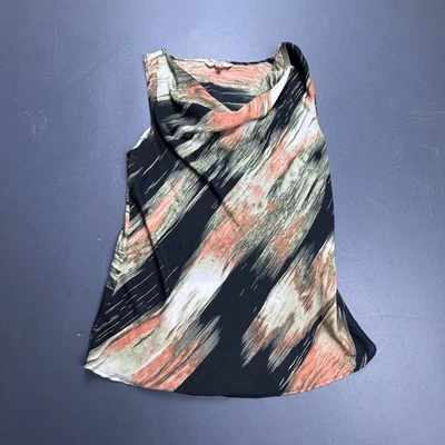 BB Dakota Sleeveless Top Women’s Medium Multicolor Abstract Drape Neck Blouse - Image 1 of 4