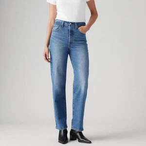 Pantalones de mezclilla para mujer Levi's Ribcage tobillo recto en azul danza alrededor - Imagen 1 de 8