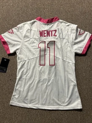 Nueva camiseta rosa Carson Wentz Philadelphia Eagles mediana #11 para niñas Foto 1 de 2