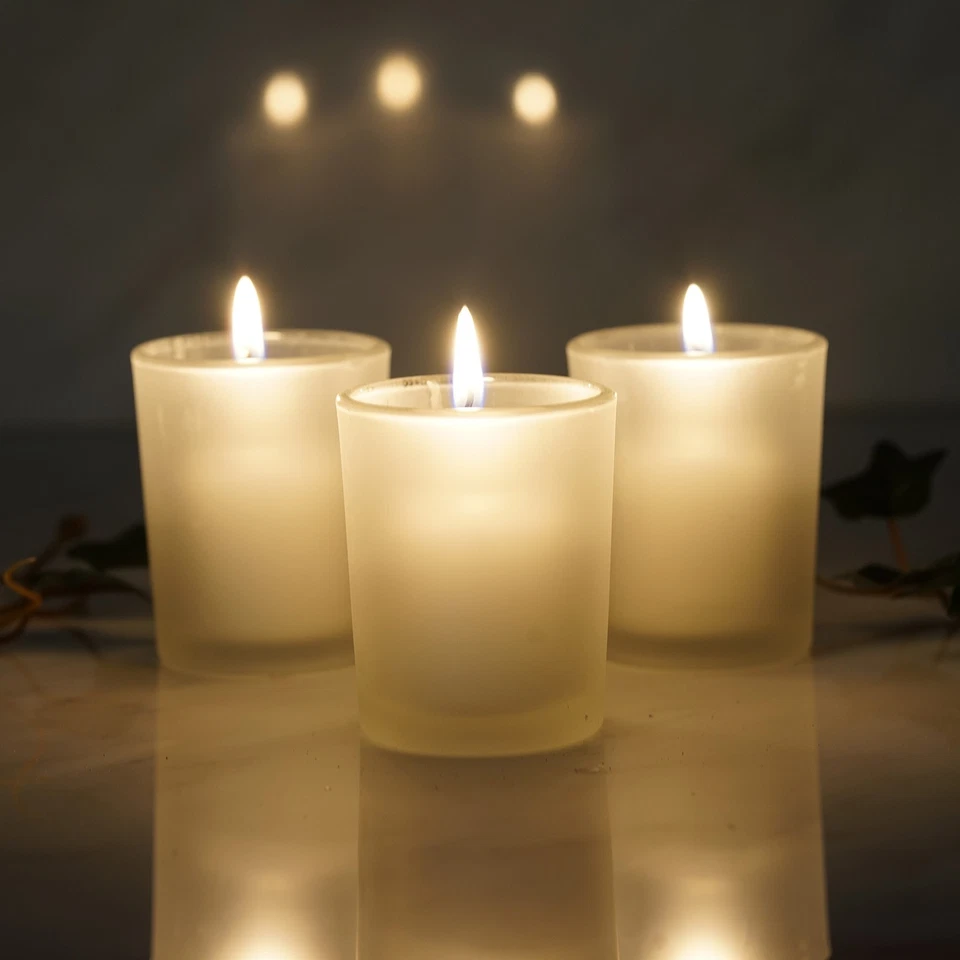 12 pcs Frosted GLASS Candle VOTIVE HOLDERS for Wedding Party Centerpieces SALE - Image 1 of 4