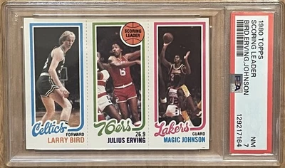 1980-81 Topps - Magic Johnson, Larry Bird, Julius Erving #139-174-34 (RC) Foto 1 de 4