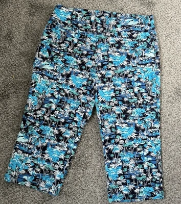 Christopher & Banks Signature 14 XL Pantalones Capri Adelgazantes Azul Tropical Costero Foto 1 de 4
