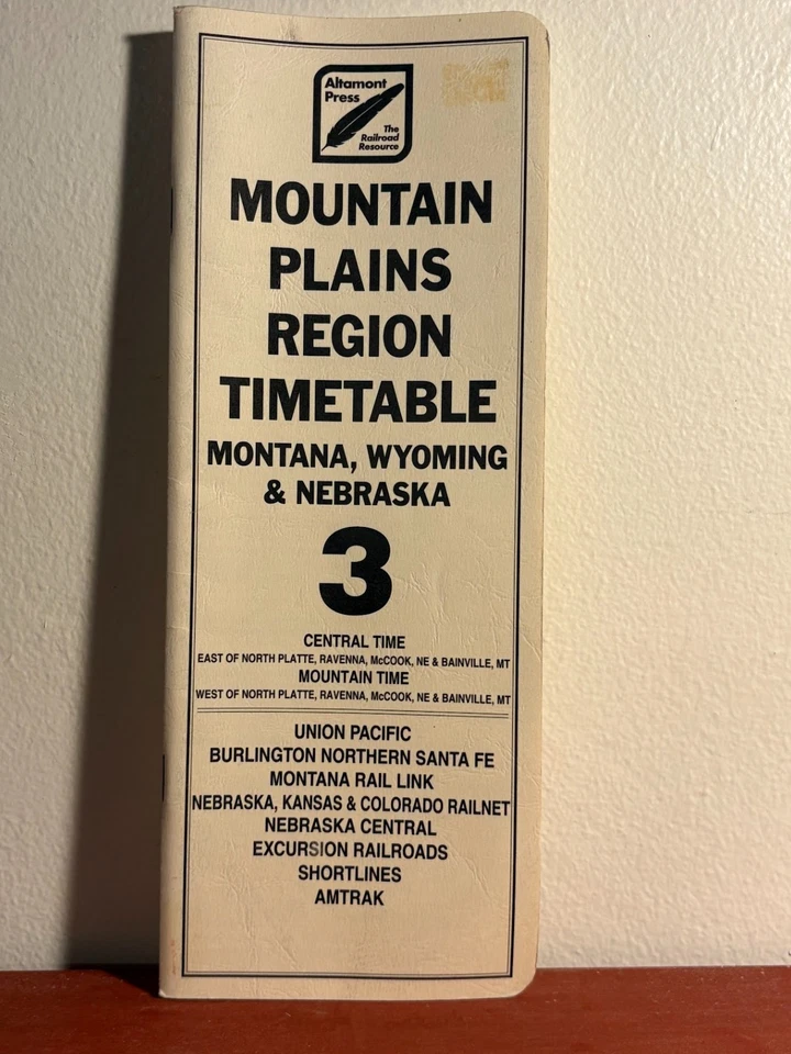 Altamont Press Mountain Plains Region Timetable (MT, WY, NV) #3 1998 - Image 1 of 1