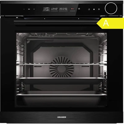 Einbaubackofen Pyrolyse DampfPLUS schwarz 80L Timer Touch-Control A Oranier - Bild 1 von 4