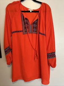 GB Gianni Bini Kleid Mini Orange Mini Azteken Design Damen Large - Bild 1 von 5