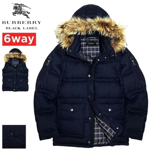 BLACK LABEL Rare and Burberry BIG Horse Embroidery Nova Check Fur 6WAY Down - Picture 1 of 10