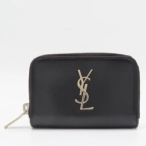 YSL 535411 Black Leather Monogram Zip Around Business kard Holder - Picture 1 of 5