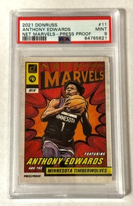 Anthony Edwards Press Proof Net Marvels 2021-22 Panini Donruss #11 PSA 9 MINT - Picture 1 of 2