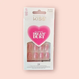 Kiss Gel Fantasy Dream Dust Press On Nails Pink Glitter Short 28 Stück Kleber Set - Bild 1 von 1