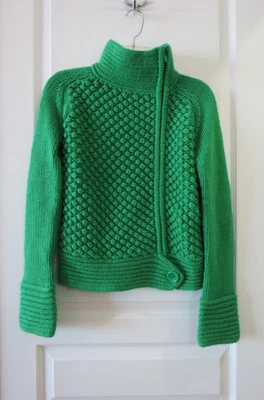 Moda International Precioso Suéter Verde Mezcla Lana Grueso Manga Campana Cremallera XS Foto 1 de 4