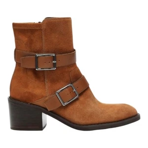 Donald Pliner Mujer Darby Gamuza Hebilla Cremallera Media Pantorrilla Botas Marrón Talla 7 - Imagen 1 de 13
