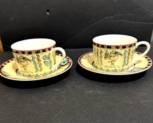 Mikasa Ultima Ivory Coast by Julie Burbridge HK245 Set of 2 Cups and 2 Saucers - Picture 1 of 21