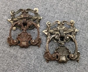 Reclaimed Antique Art Nouveau C&A Metal Drawer Door Handles Pulls Vintage - Picture 1 of 6