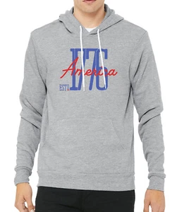 America Est 1776 Patriotic Sweatshirts, 4th of July Hoodies, USA Sweatshirts - Picture 1 of 6