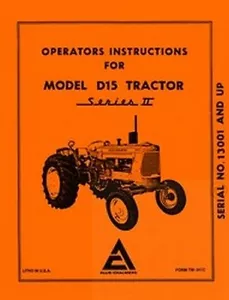 ALLIS CHALMERS D15 D-15 Serie II 2 operadores CA manual - Imagen 1 de 1